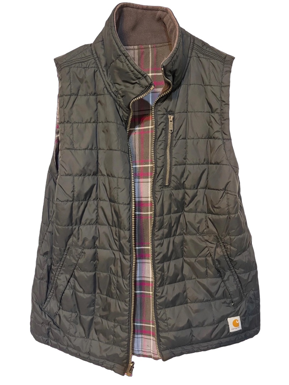 Carhartt Women's Amoret Reversible Vest - Black / Plaid - Size S